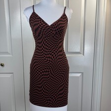 Wild Fable Bodycon Sz M Stretchy Cotton Spandex Mini Dress Geometric Black Print