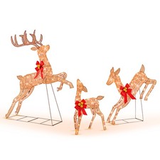 3 PCS Lighted Christmas Reindeer Family Set w/ 255 Lights Holiday Decoration