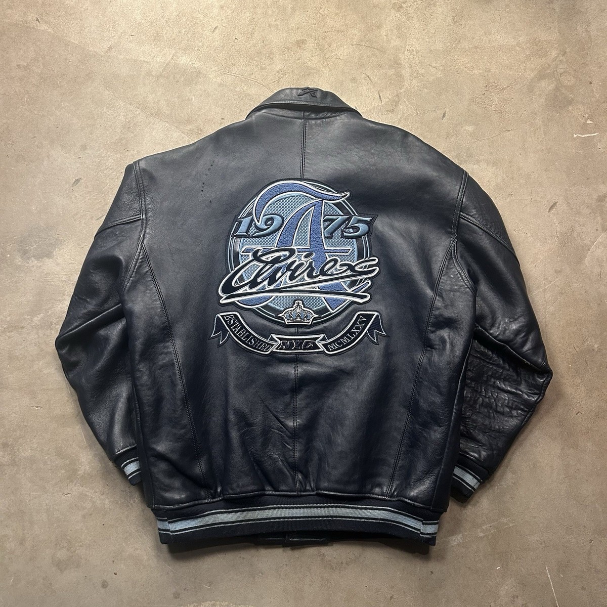 Vintage 2000s Averix NYC Leather Jacket Blue Men's 3XL Rare Hip