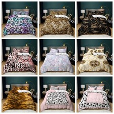 Cow Tiger Leopard Print Circle Bedroom Suit Doona Duvet Quilt Cover Bedding Set