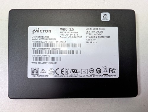 512GB Micron M600 SSD Solid State Drive 2,5" SATA, gewischt, getestet