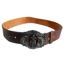 Vintage 1987 Bergamot  Live to Ride   Ride to Live  Belt Buckle  Leather Belt