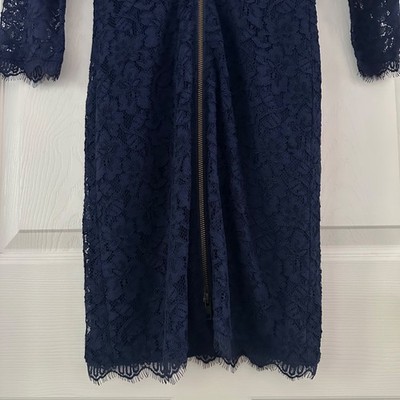 diane von furstenberg zarita lace dress navy Navy Zarita Sheath