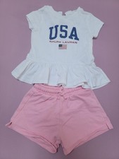 Baby Girl Summer Outfit, Shorts And T SHIRT, SIZE 12-18 M, Fits More Like 12 M