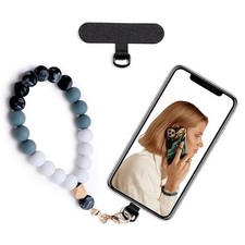 Silicone Beaded Phone Wrist Strap,phone bracelet strap with Tether Tab,Elastic