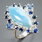 Fashion ring Natural Larimar Ring 925 Sterling Silver Size 8.5 /R481063