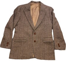 Vintage Tailored Classics Levi Strauss Men 42R Pure Wool Tweed Brown Blazer Coat