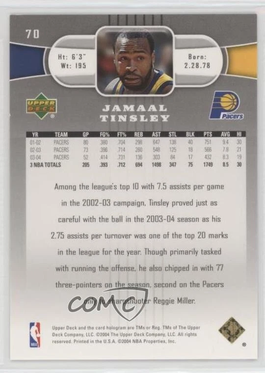 2004-05 Upper Deck Spectrum UD Exclusives /25 Jamaal Tinsley #70 - Image 2 of 2