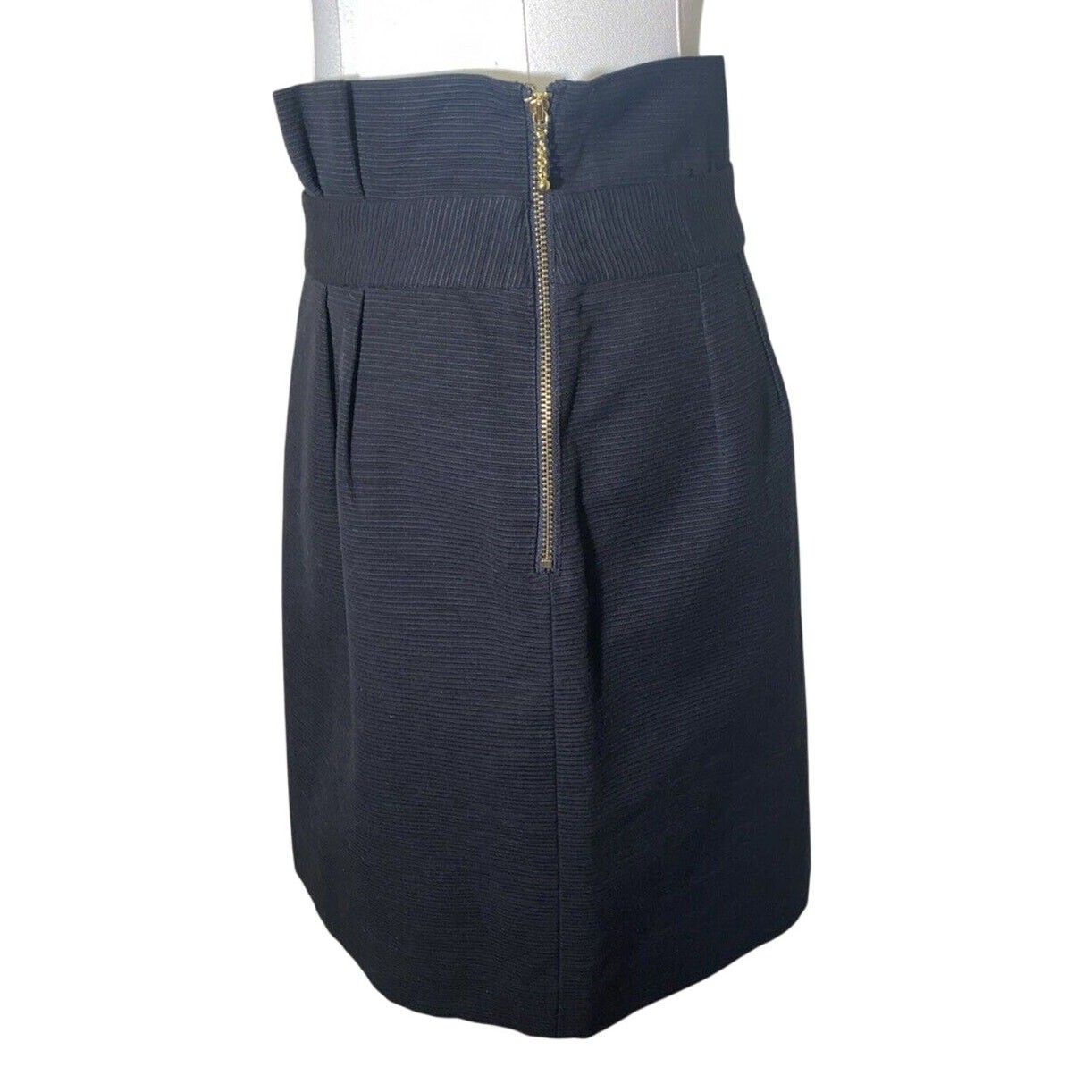 Kate Spade Black Classsic Skirt Paper Bag Top Textured Size 4 Gold Zipper thumbnail 2