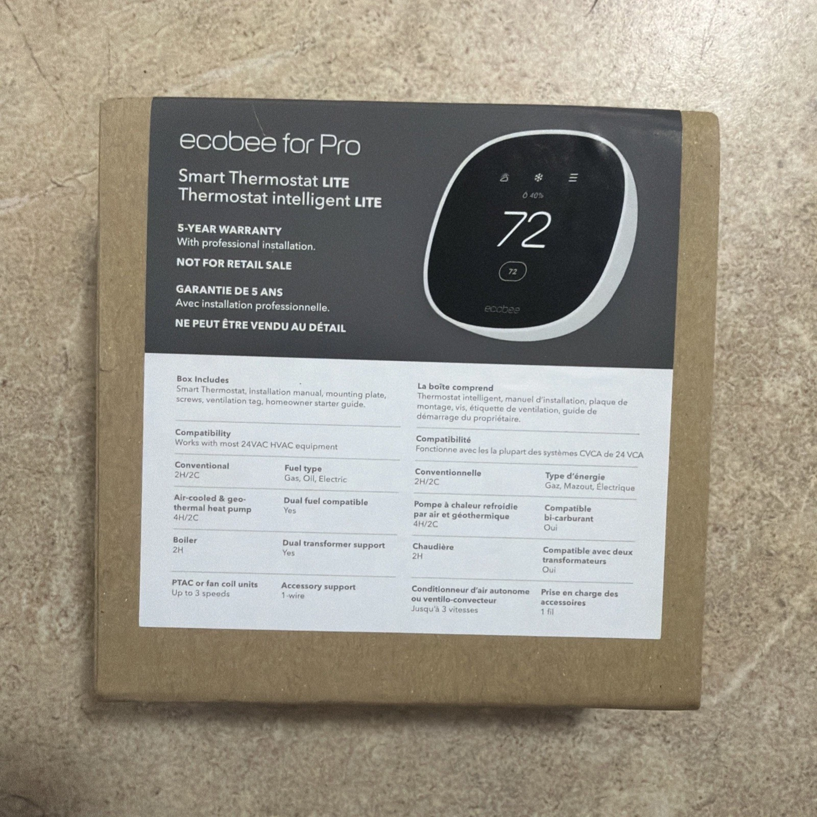 Ecobee for Pro Smart Thermostat Lite EB-State7PB-01 Wi-Fi