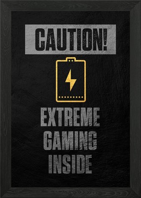Extreme Gaming Vorsicht Gerahmtes Wandbild Poster Druck Bild