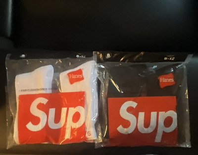 Supreme Logo Johns socks 2-Pack White/Black/Red Size 6XL Regular