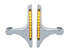 Pair Headlight Brackets for Peterbilt Hood Side Headlamps - L-Shape w/ Amber LED