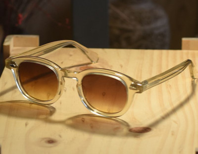 Vintage brown gradient sunglasses men yellow aceate glasses Johnny Depp glasses