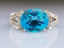 Beautiful Natural 5.0tcw Oval cut Blue Topaz Sapphire Sterling Silver Ring
