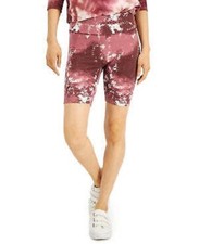 Hippie Rose Juniors Floral-Print High-Rise Biker Shorts Burgundy Tie Dye Size S