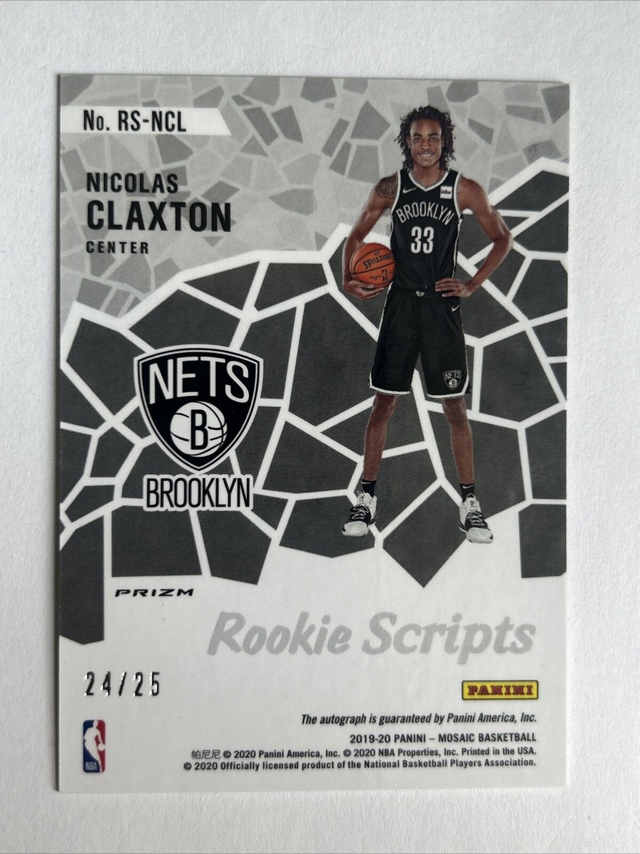 【価格高騰中】NICOLAS CLAXTON 20シリ RC PANINI 2019-20 Mosaic NICOLAS CLAXTON Gold Auto Prizm RC Rookie SSP