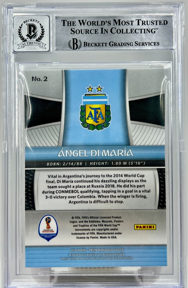 2018 Panini Prizm World Cup Signed Angel Di Maria #2 Beckett Auto