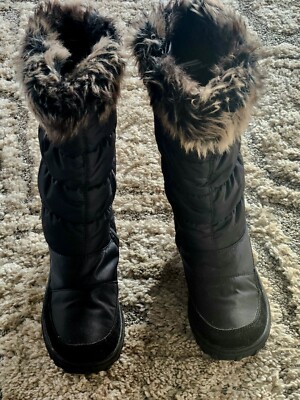 Spring Step Womens Alpi-Tex Vanish Faux Fur Trim Black Snow Boots Size 9.5 (40)