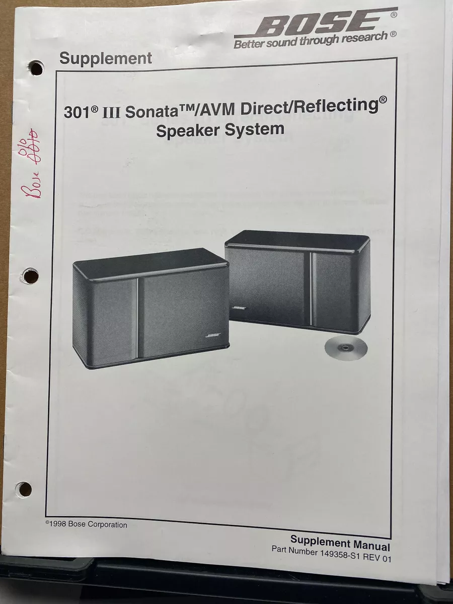 Service Manual for Bose 301 III Sonata & AVM & Limited