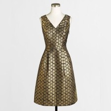 J Crew Metallic dot jacquard V-neck dress