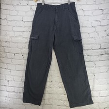 Hurley Cargo Pants Boys Sz 18 Gray Flap Pockets Cuff