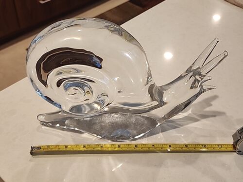 Huge 10" Daum France Crystal Art Glass Snail Signed - Picture 6 of 9