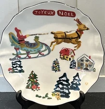 ANTHROPOLOGIE DESSERT PLATE NATHALIE LETE  "JOYEUX NOEL" --  9 PLATES AVAILABLE