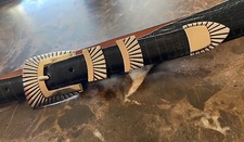 James Reid .925 Sterling 14k Gold Belt Buckle XL Set Square Ray 01   