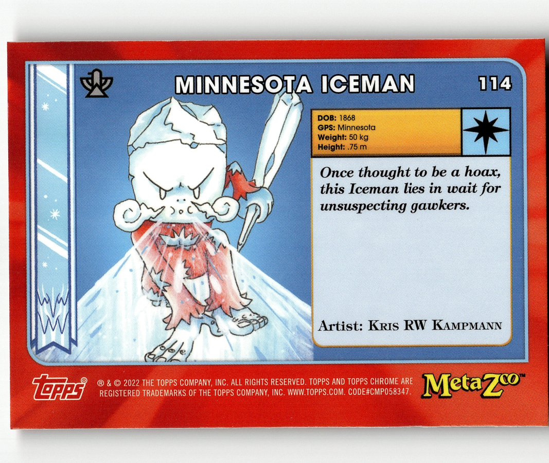 Base - MetaZoo Minnesota Iceman Topps Chrome Series 0 #114 Silver