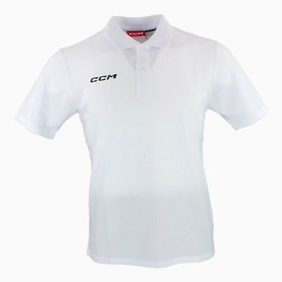CCM Hockey Short Sleeve Team Polo Shirt Senior/Adult (OSS5TA)-White