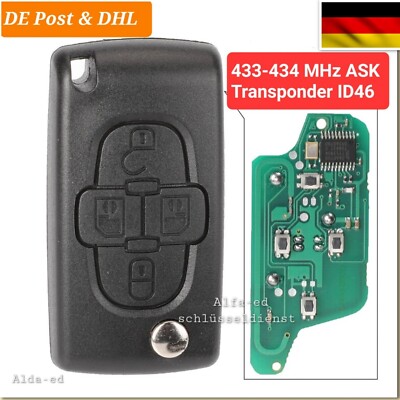 FERNBEDIENUNG SCHLÜSSEL 4 tasten  PEUGEOT 1007 807 CITROEN C8 ID46 433 mhz