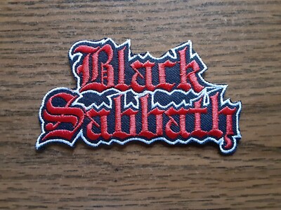 BLACK SABBATH,IRON ON RED AND WHITE EMBROIDERED PATCH