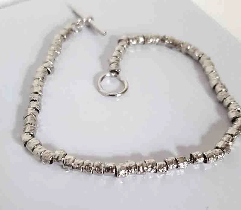 Bracciale argento 925 pepite stile Dodo rodiato anallergico regalo donna  uomo - Immagine 2 di 4