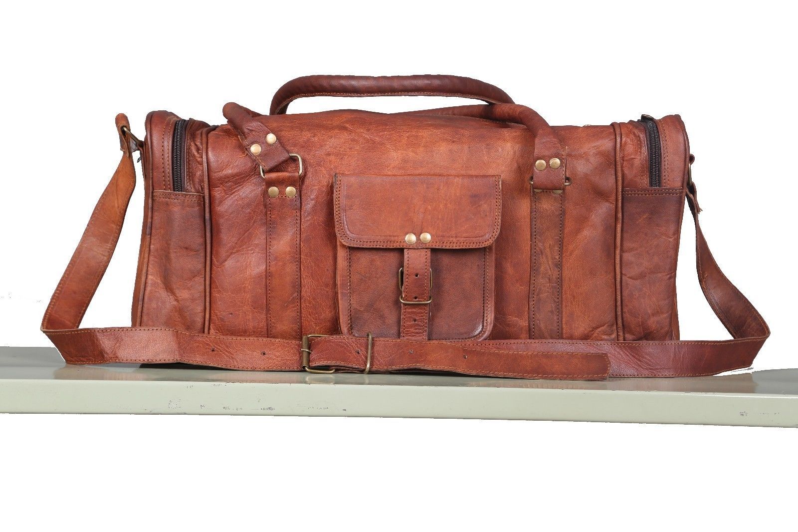 25"" Men's duffel genuine Leather large vintage travel gym weekend overnight bag