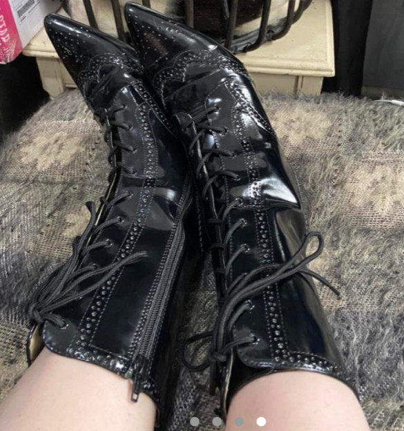 Demonia Black Patent Goth Gothic Fetish Laceup Wi… - image 4