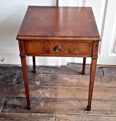 Antique Sheraton Revival Inlaid Mahogany Side Table Satinwood Ebony Stringing Ebay