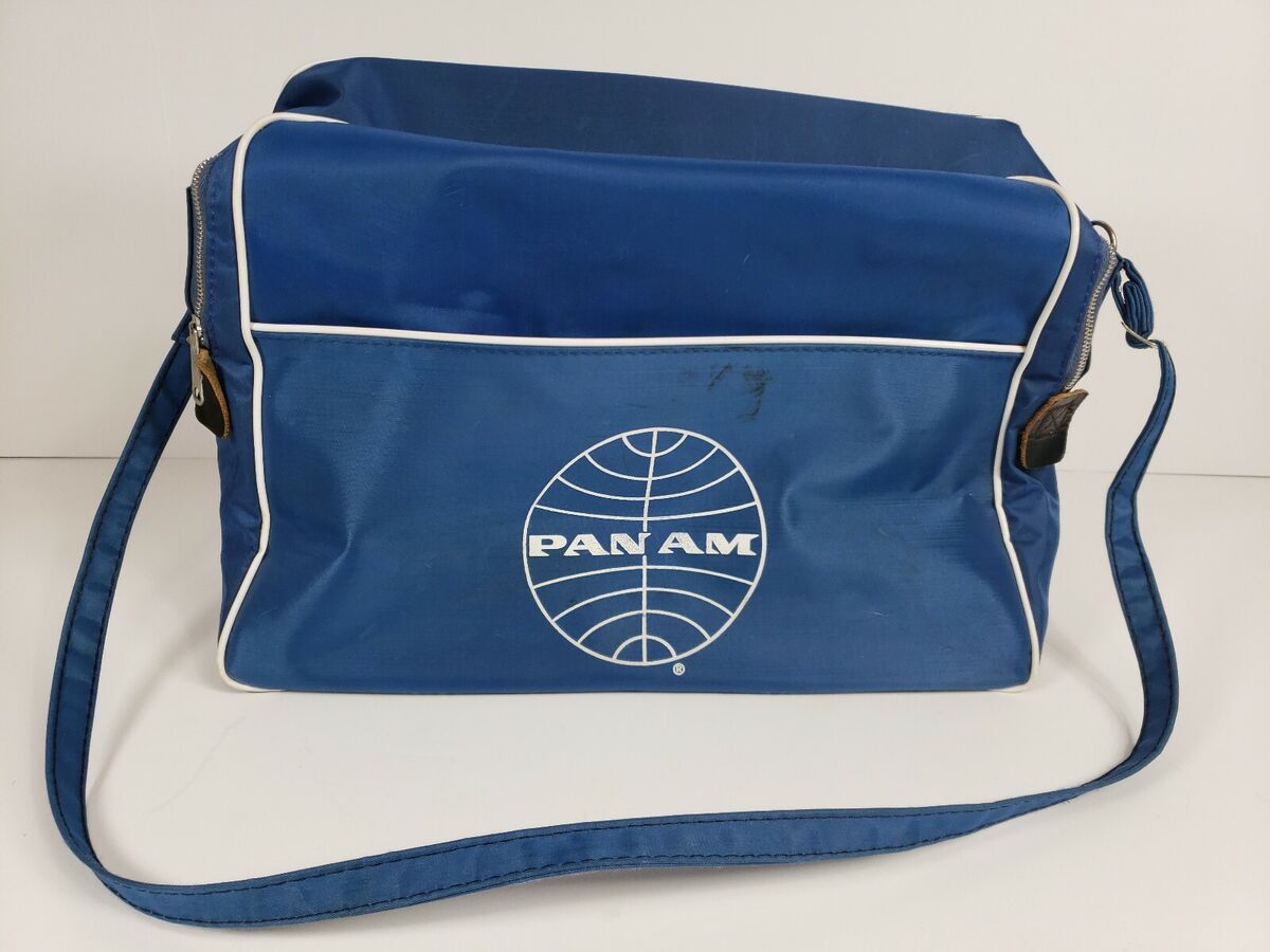 Vintage 70's Pan Am Vinyl Messenger Carry On Bag w Vintage 70's Pan Am Vinyl Messenger Carry On Bag w