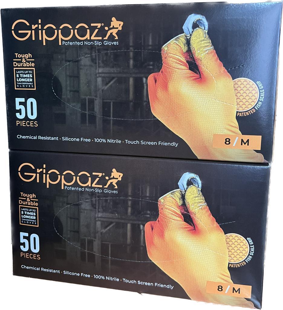 GRIPPAZ DISPOSABLE NITRILE GRIP GLOVES PACK OF 50, ALL SIZES £8.80, eBay