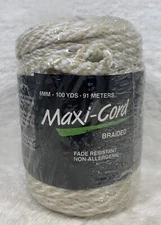 Macrame Maxi-Cord Braided Polypropylene 6MM 100 Yards Tan and White New sealed
