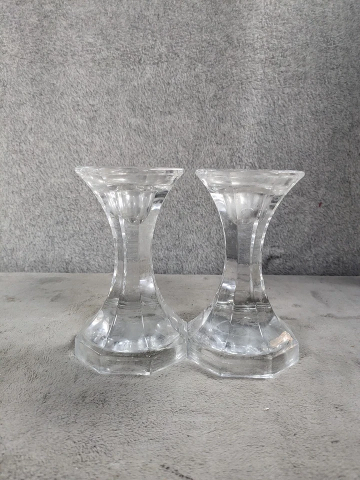 Par de candelabros de cristal vintage de 5,5" de alto Foto 2 de 4
