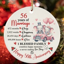 Happy 56th Anniversary Ornament Elephant Love 56 Year Of Marriage Christmas Gift