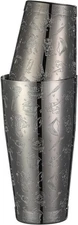 Weighted Boston Shaker Cocktail Shaker Etched with Tiki Imagery (Black Tiki G...