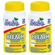 Evolve Ultra Concentrated Bleach Tablets, Lemon Scent, 32 Count x 2 Pack