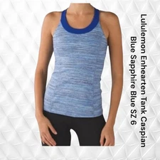 LULULEMON TANK TOP SZ 6 Sapphire Blue Enhearten Caspian Energy Bra