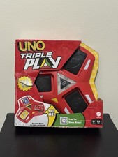 NEW Mattel UNO Triple Play Card Game 2 to 6 Players DMG BOX Fast Shipping