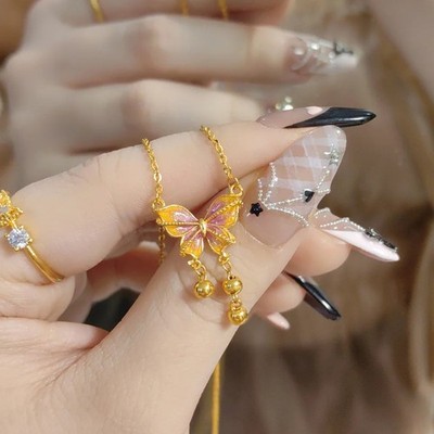 Goldkette mit stilvollem Schmetterling und Ti Stahl kompakte Größenoptionen