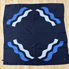 Gruppo Gorgeous Blue Scarf Art Geo Patterned 100 Silk Size 33" Made in Italy