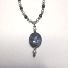 Rare Blue Agete,  Hand Made Necklace, Pacific Blue Agete, 20" 2" Drop