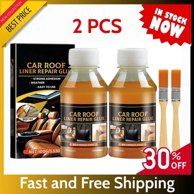 HEPANIO 2PCS Headliner Glue 100ml – Sofa, Car Roof Fabric Repair, Heat & Water Resistant